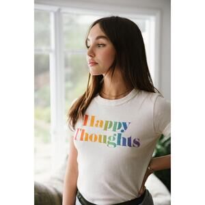 Chaser Happy Thoughts Tee rainbow off-white ivory